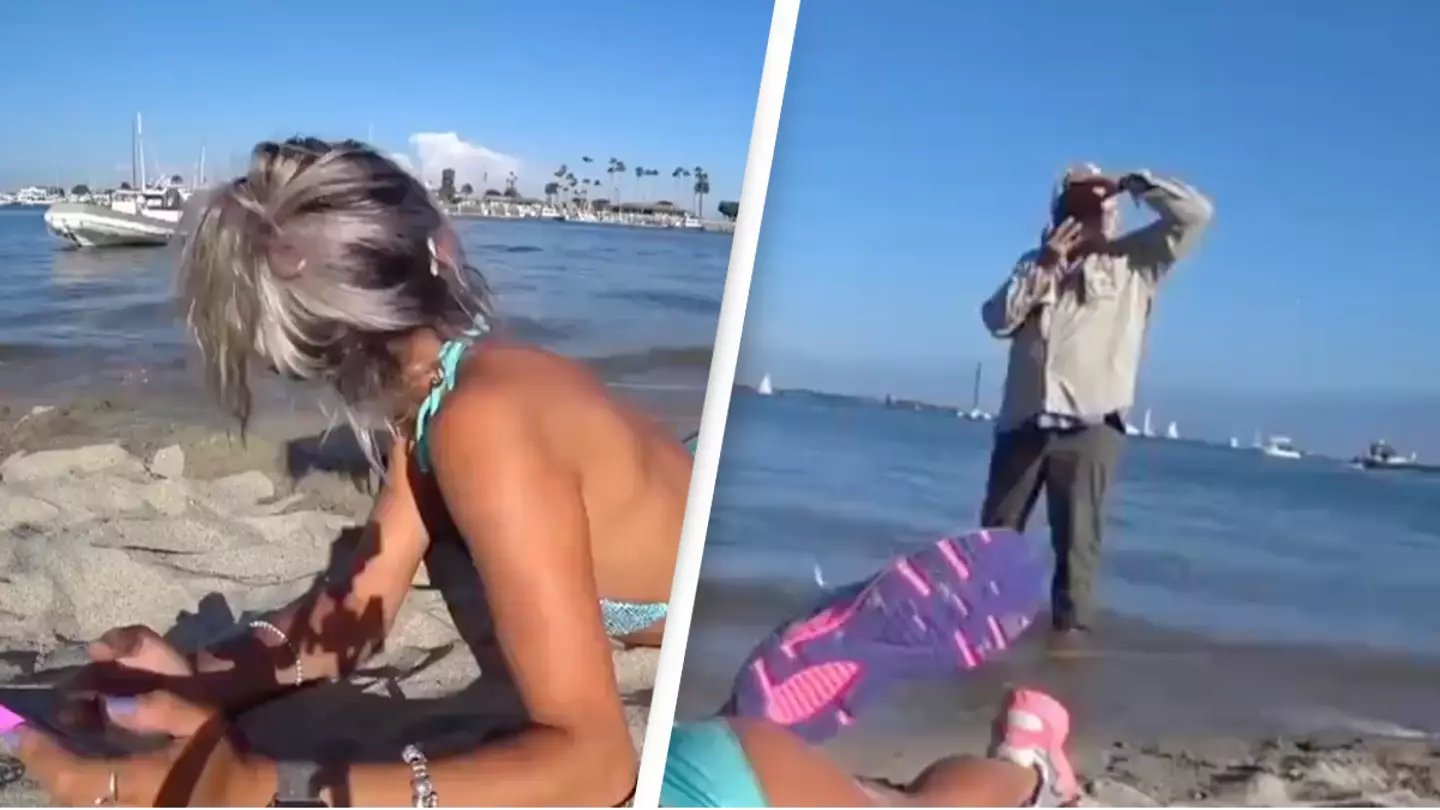 Twitch streamer mortified after catching older man filming her on beach