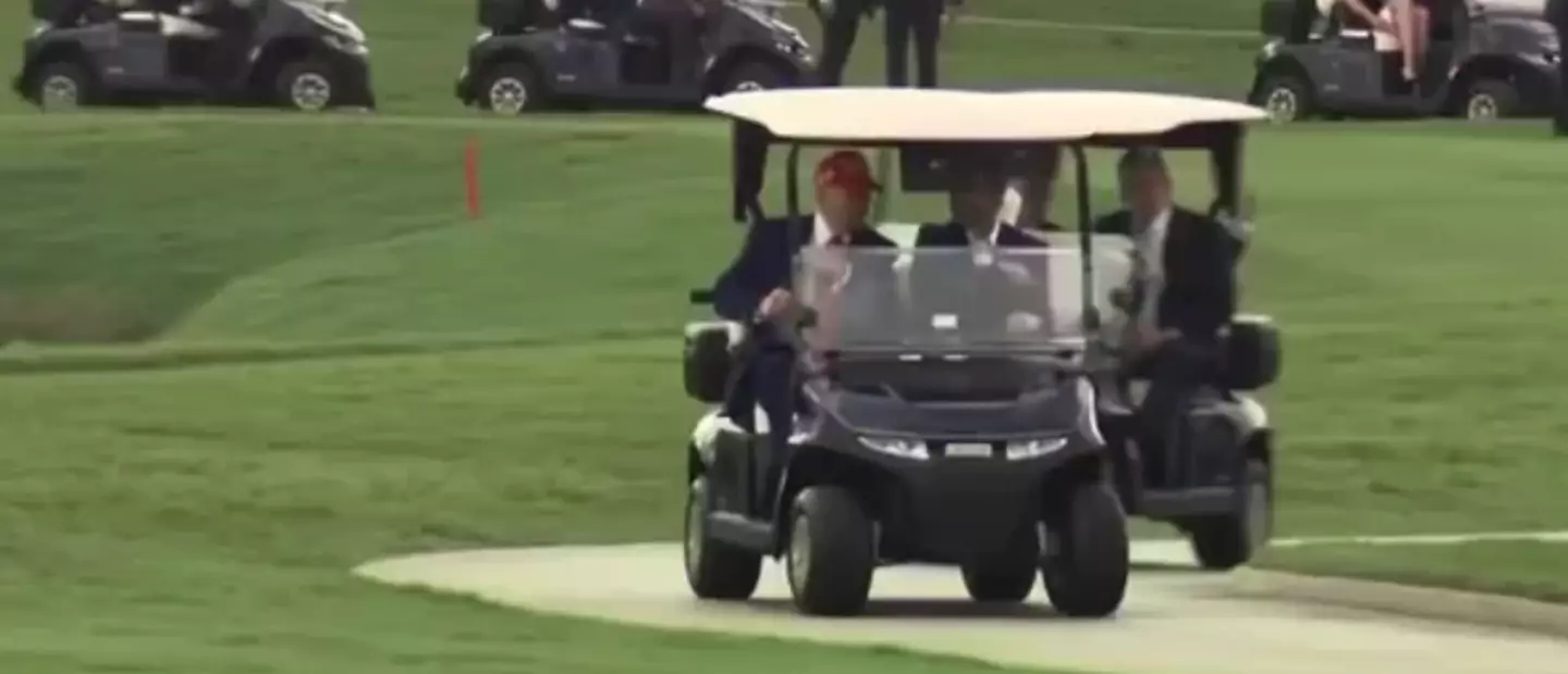 The president was seen in a golf cart (C-Span)