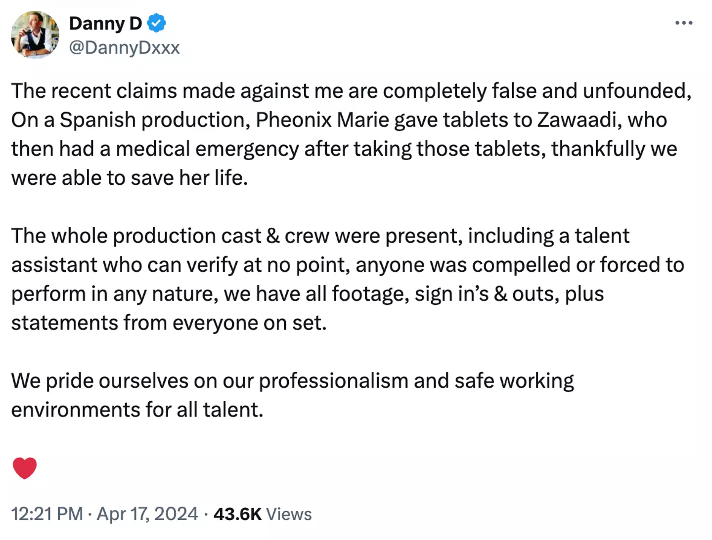 Danny D has denied the claims. (X/@DannyDxxx)