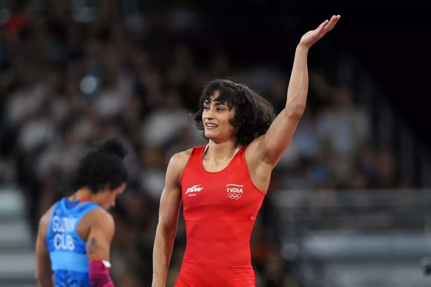 Wrestler Vinesh Phogat defeated Yusneylis Guzman Lopez of Cuba earlier this week. (David Ramos/Getty Images)