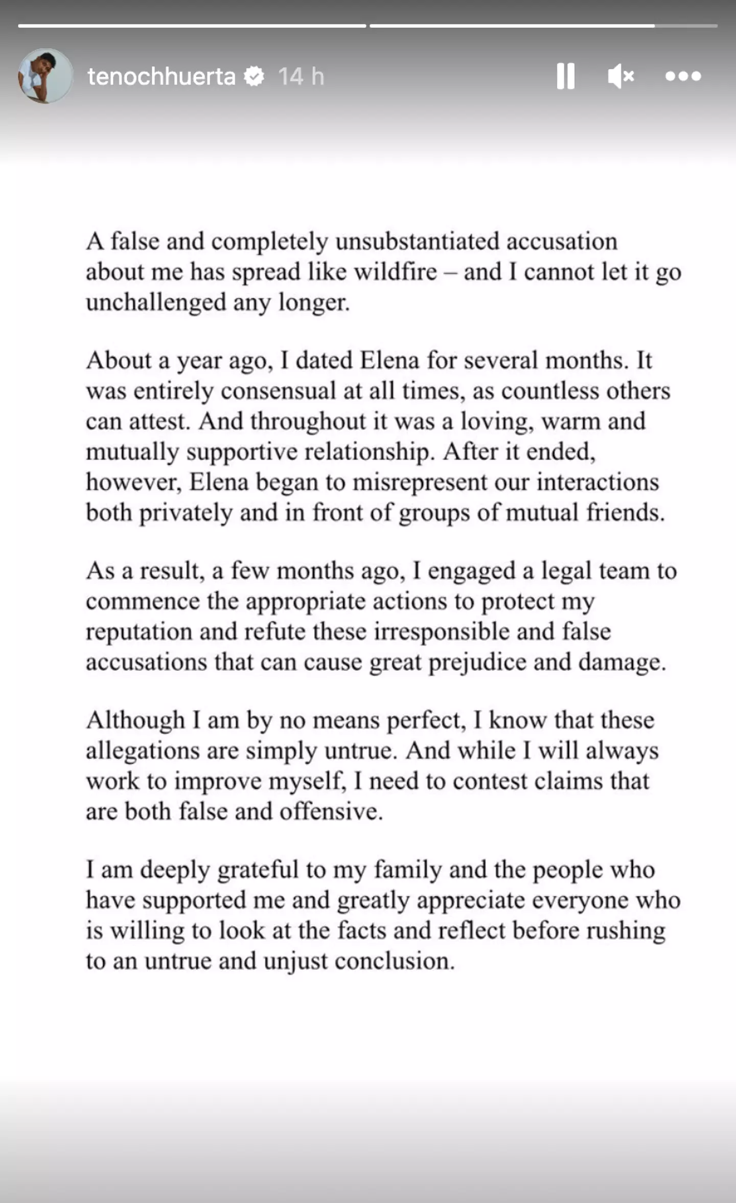 He issued a statement on Instagram.