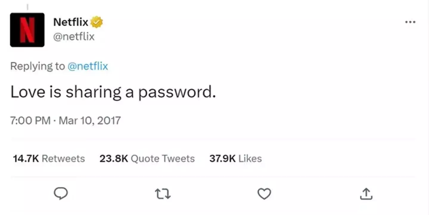 The streamer's attitude to password sharing has changed somewhat since 2017.