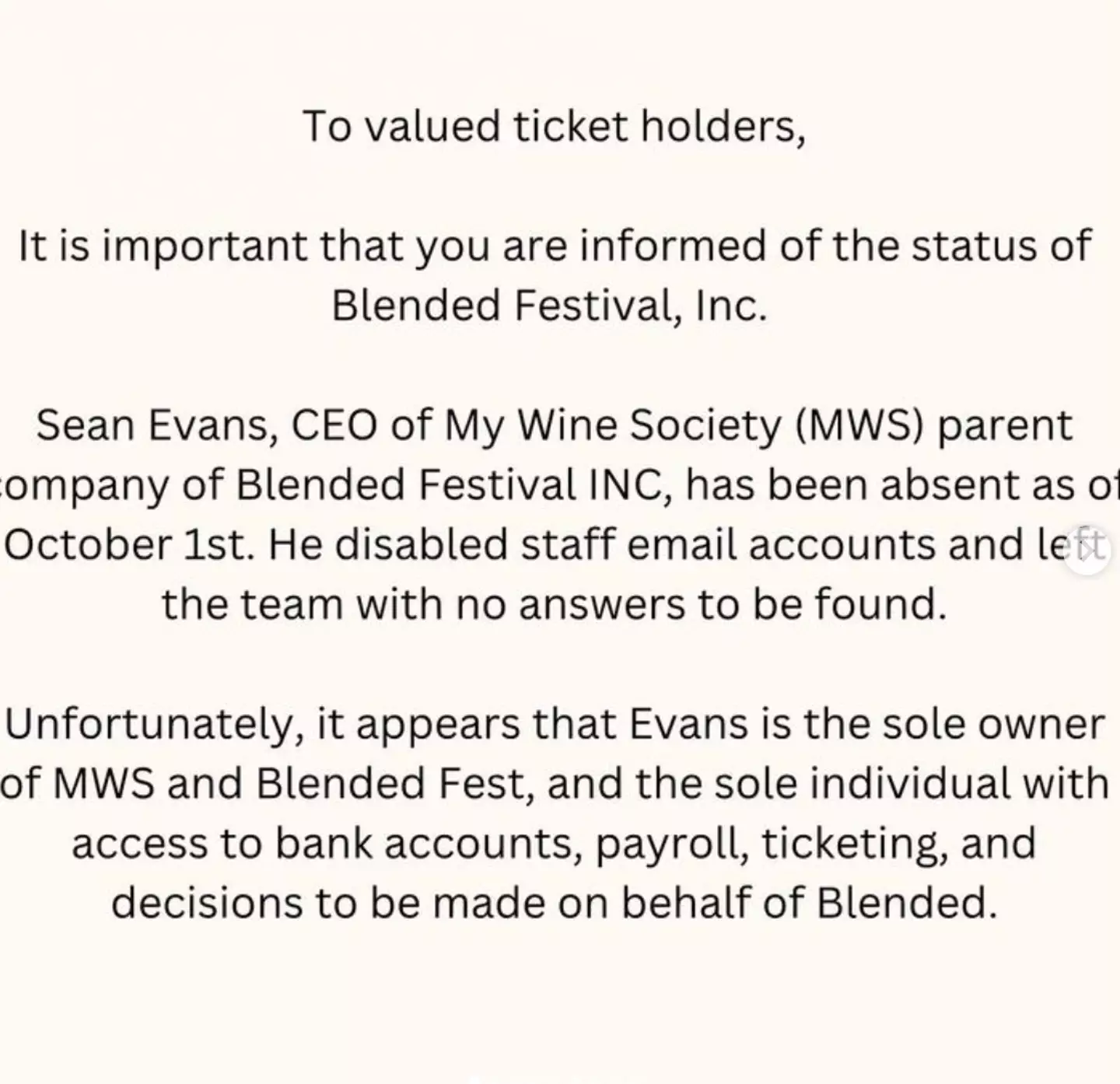 A statement has been released on Instagram.