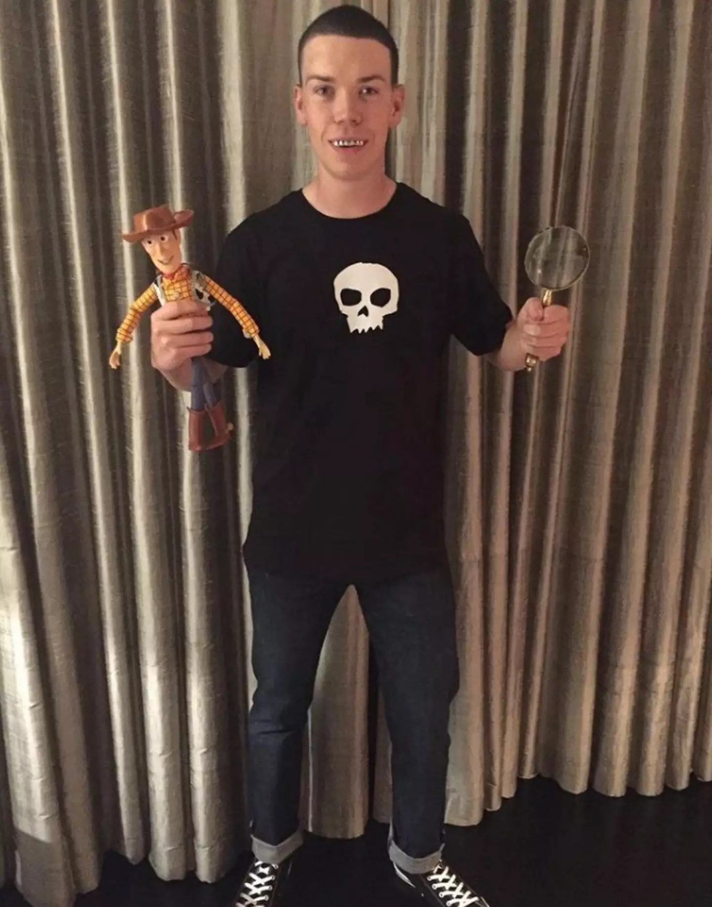 Poulter dressing up as Sid from Toy Story for an anti-bullying campaign.