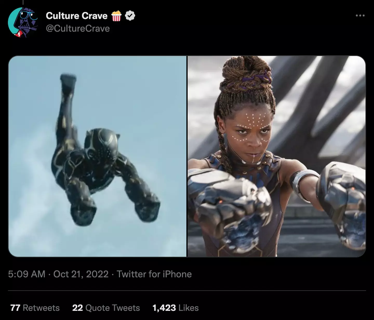 Twitter user Culture Crave thinks the role of Black Panther is being taken over by Shuri (Letitia Wright).