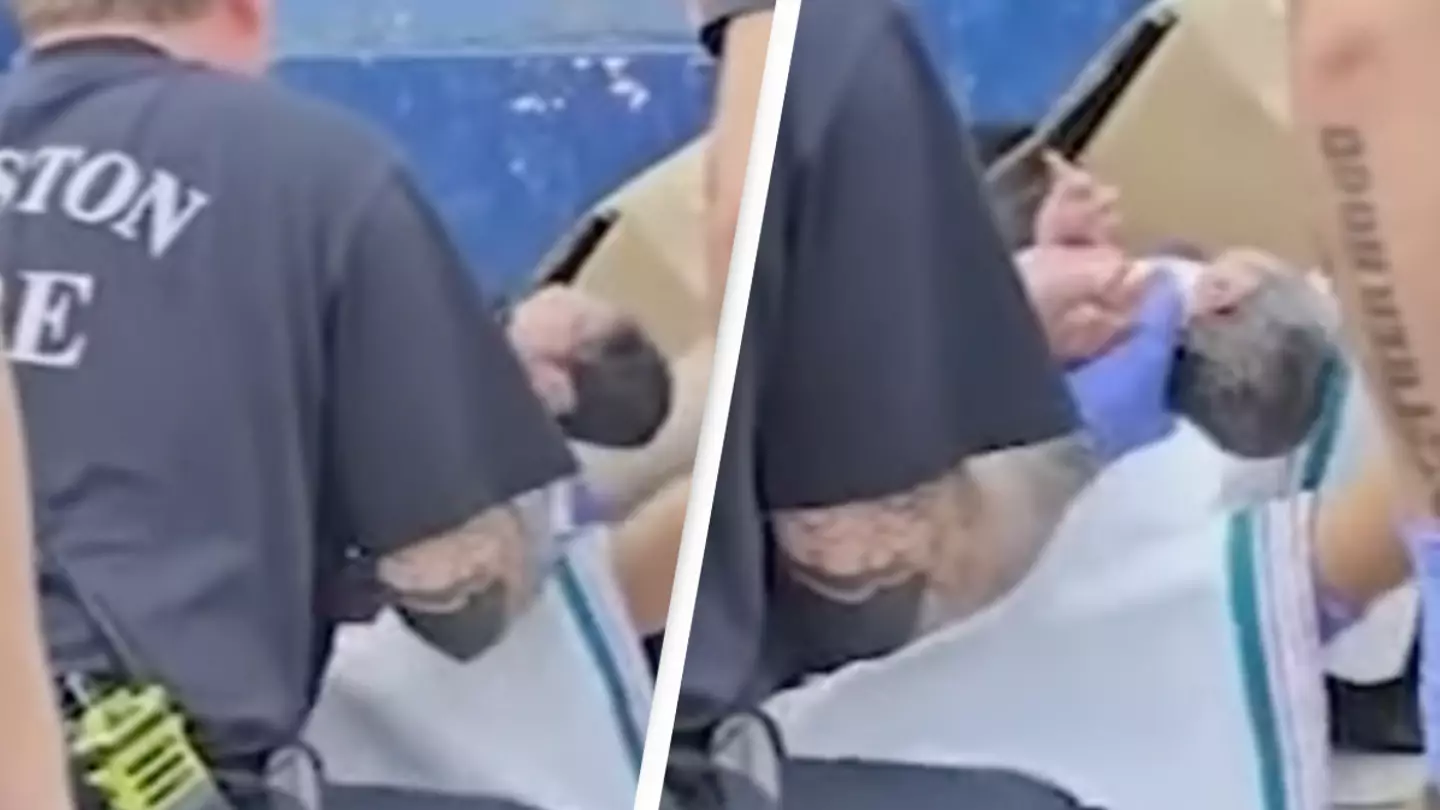 Heartbreaking video reveals the moment a baby is found in a dumpster with umbilical cord still attached