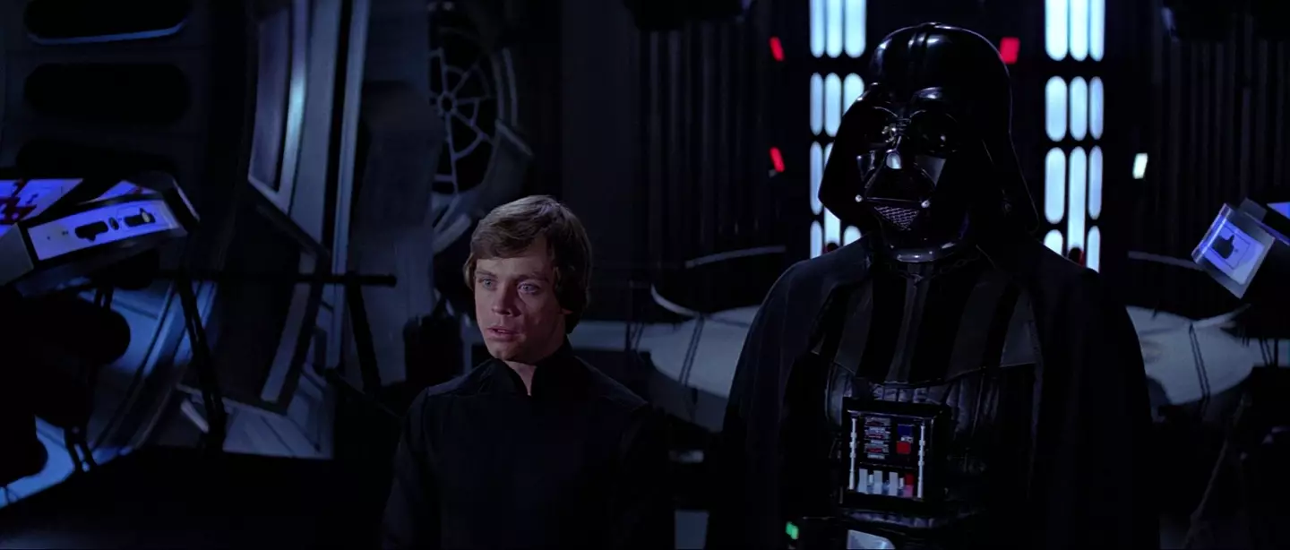 Luke Skywalker and Darth Vader, played by Mark Hamill and voiced by James Earl Jones, respectively.