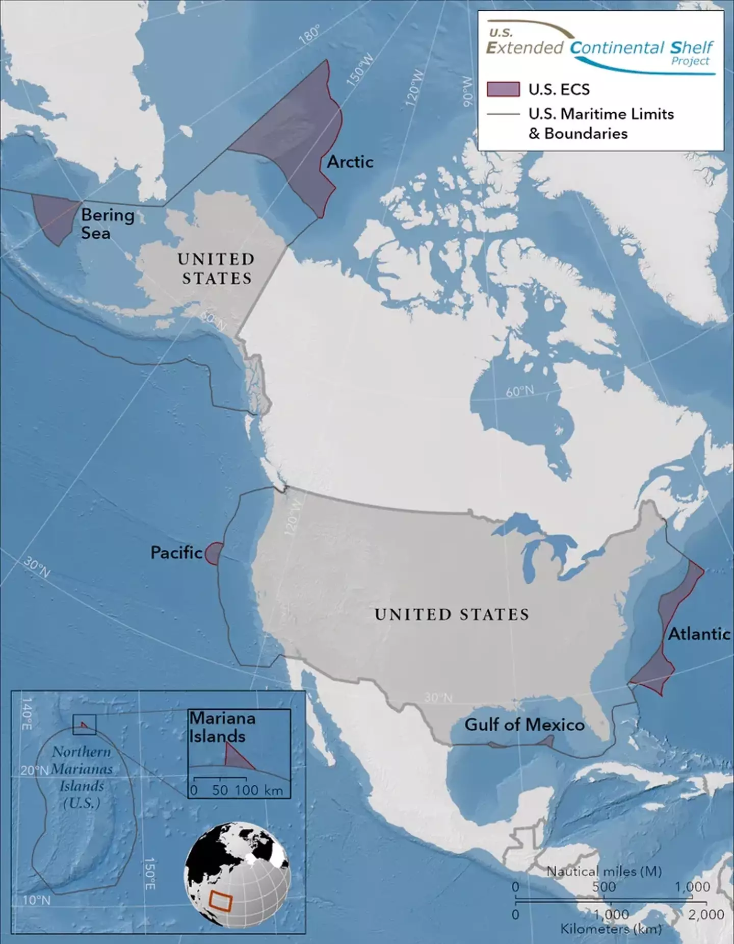 US officials submitted plans to take over surrounding ocean-floor territory.