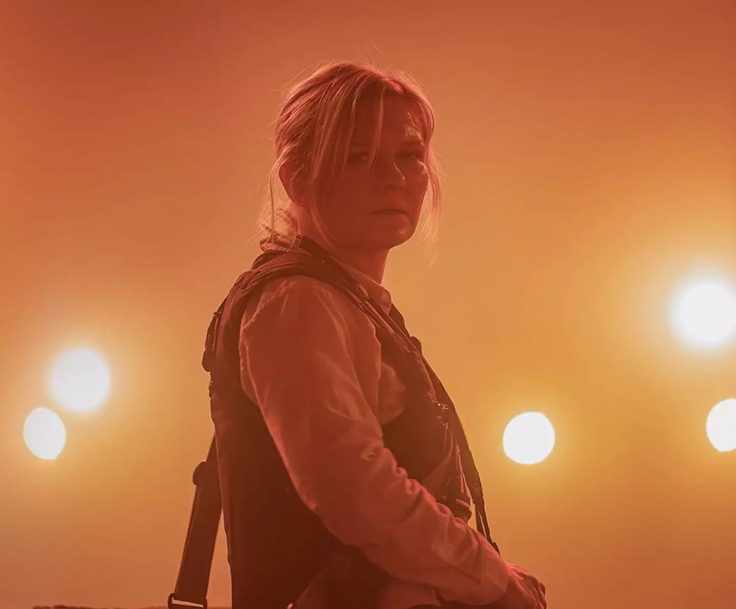 Kirsten Dunst stars in Civil War. (A24)