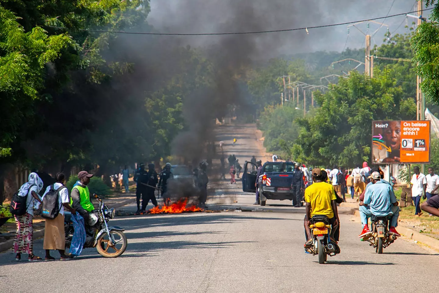 Protesters built burning barricades in Garoua (AFP via Getty Images)