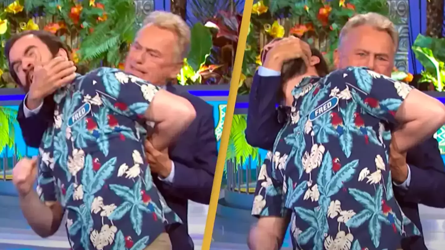 Wheel of Fortune host Pat Sajak tackles contestant in incredibly bizarre moment