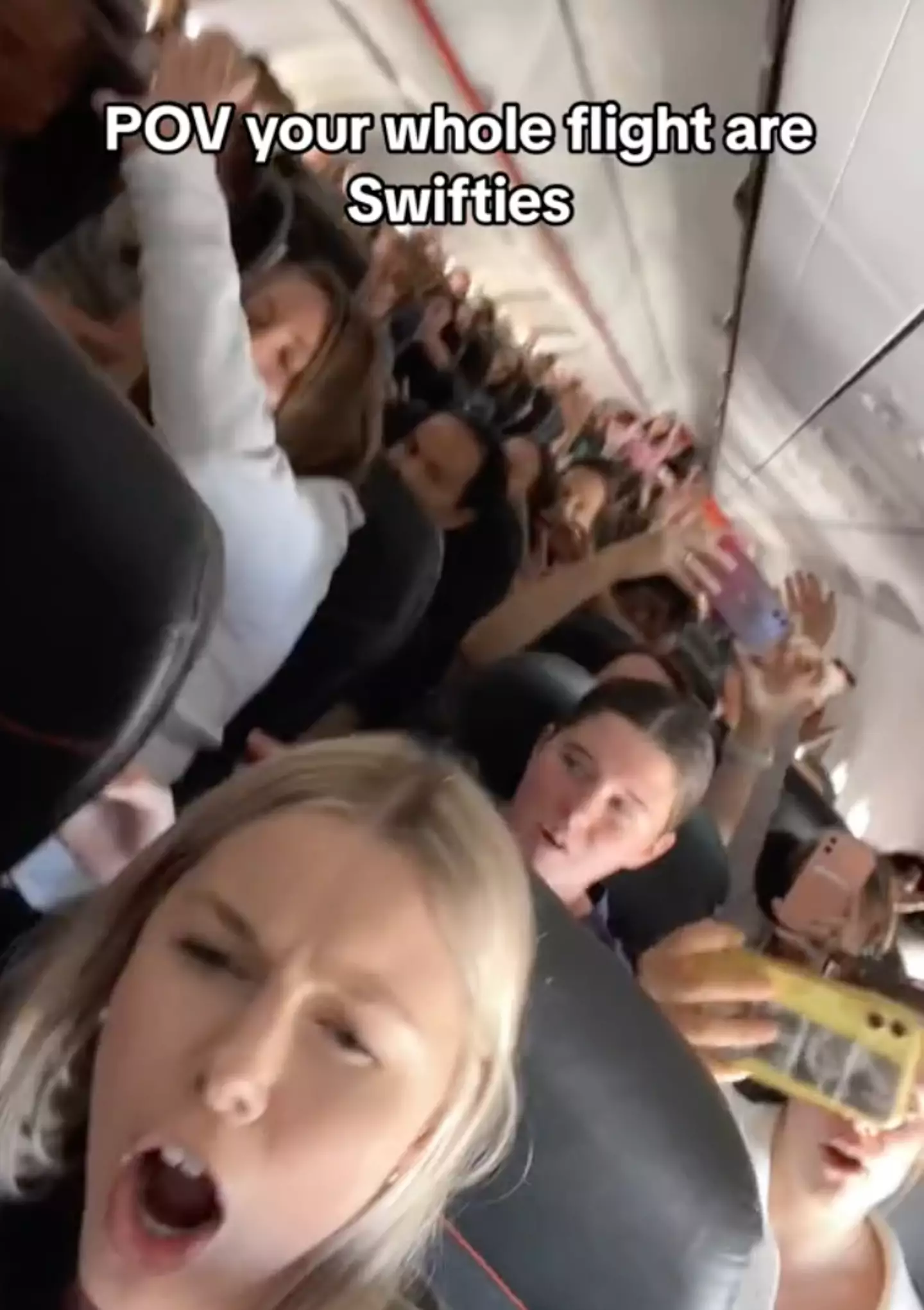 The viral video shows a group of Swifties essentially having an impromptu concert during a flight.