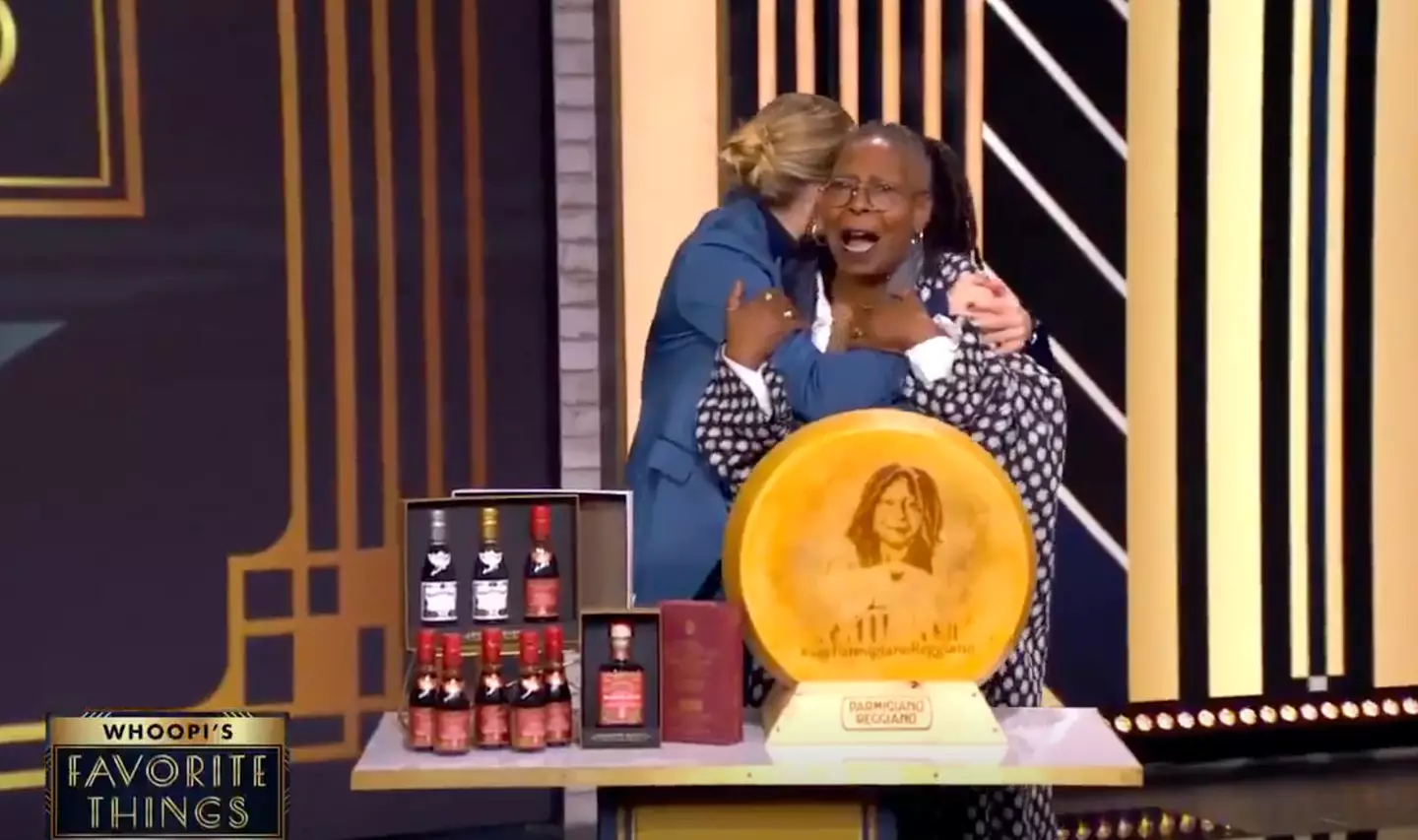 After jokingly walking off, Sara Haines embraced Goldberg (ABC)