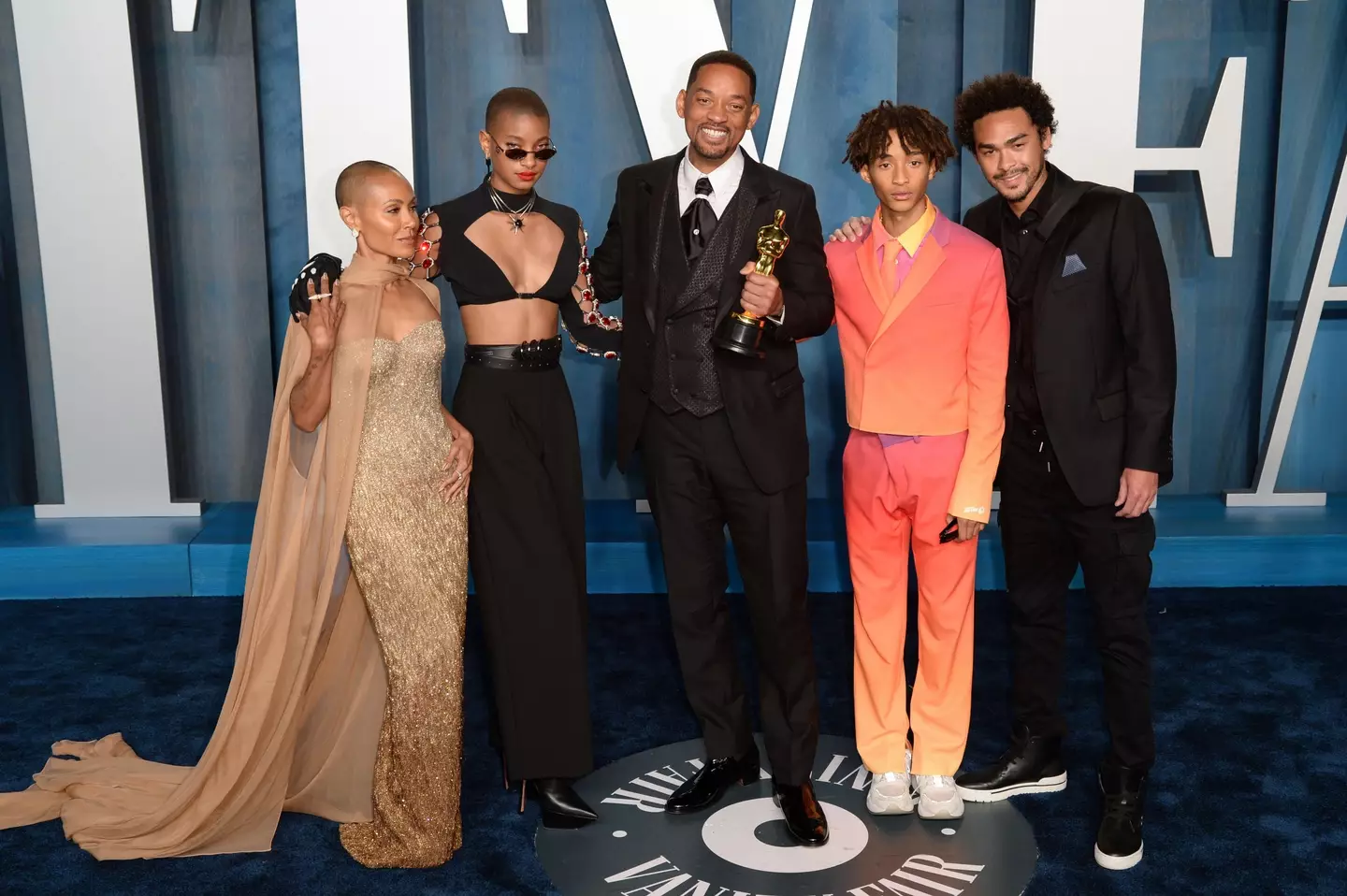 Will Smith and family, his eldest son Trey is over on the right.