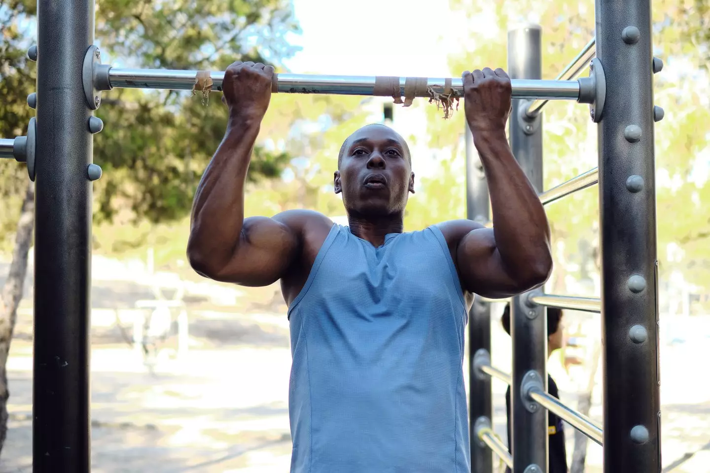 Pull ups work out most of the muscles in your chest and upper back, as well as your biceps and forearms (Getty Stock Image)