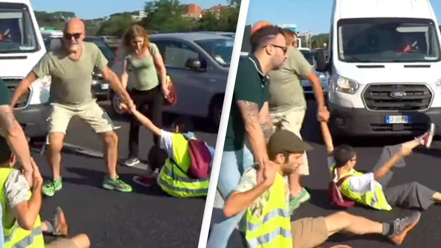 Furious Italian Drivers Drag Extinction Rebellion Protesters From Road