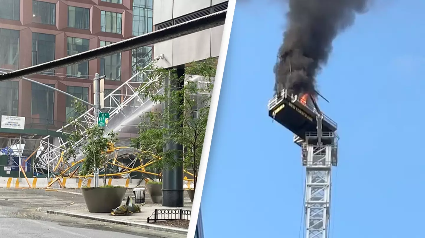 6 people injured after crane catches fire and collapses in New York