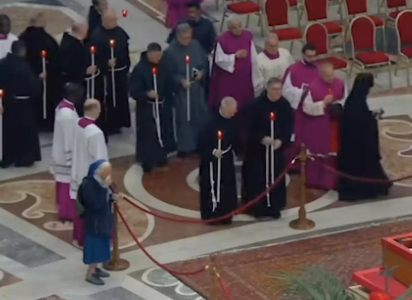 The nun could be seen clutching a tissue while she said goodbye to her friend (Twitter)