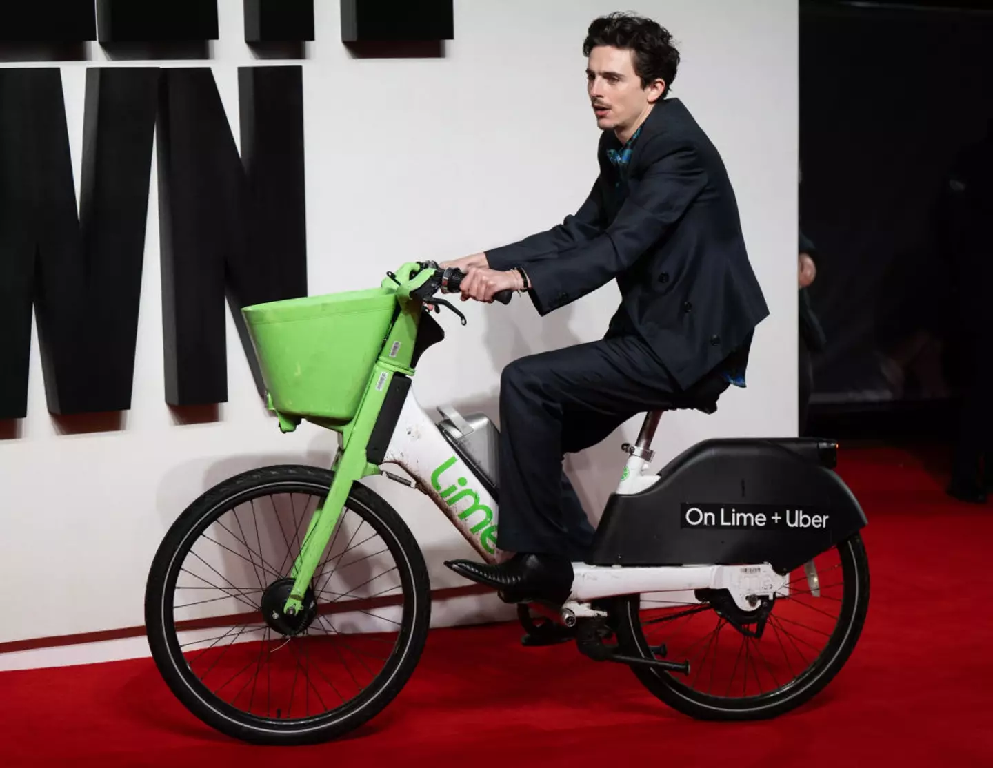 Chalamet attended the premiere on a Lime Bike (Samir Hussein/WireImage)