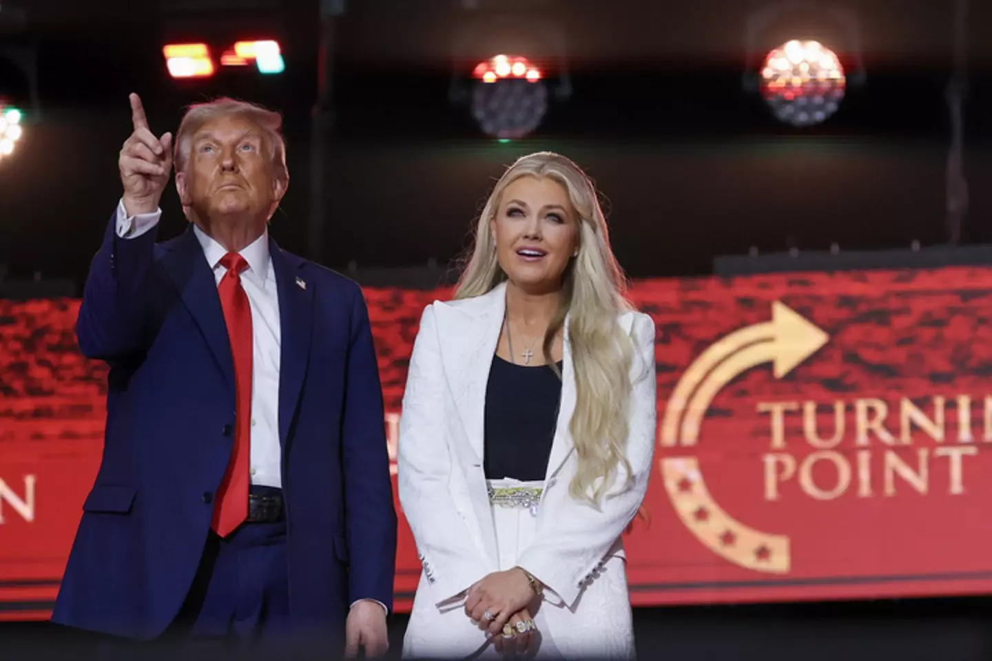 Trump and Erika Kirk at the memorial (Win McNamee/Getty Images)