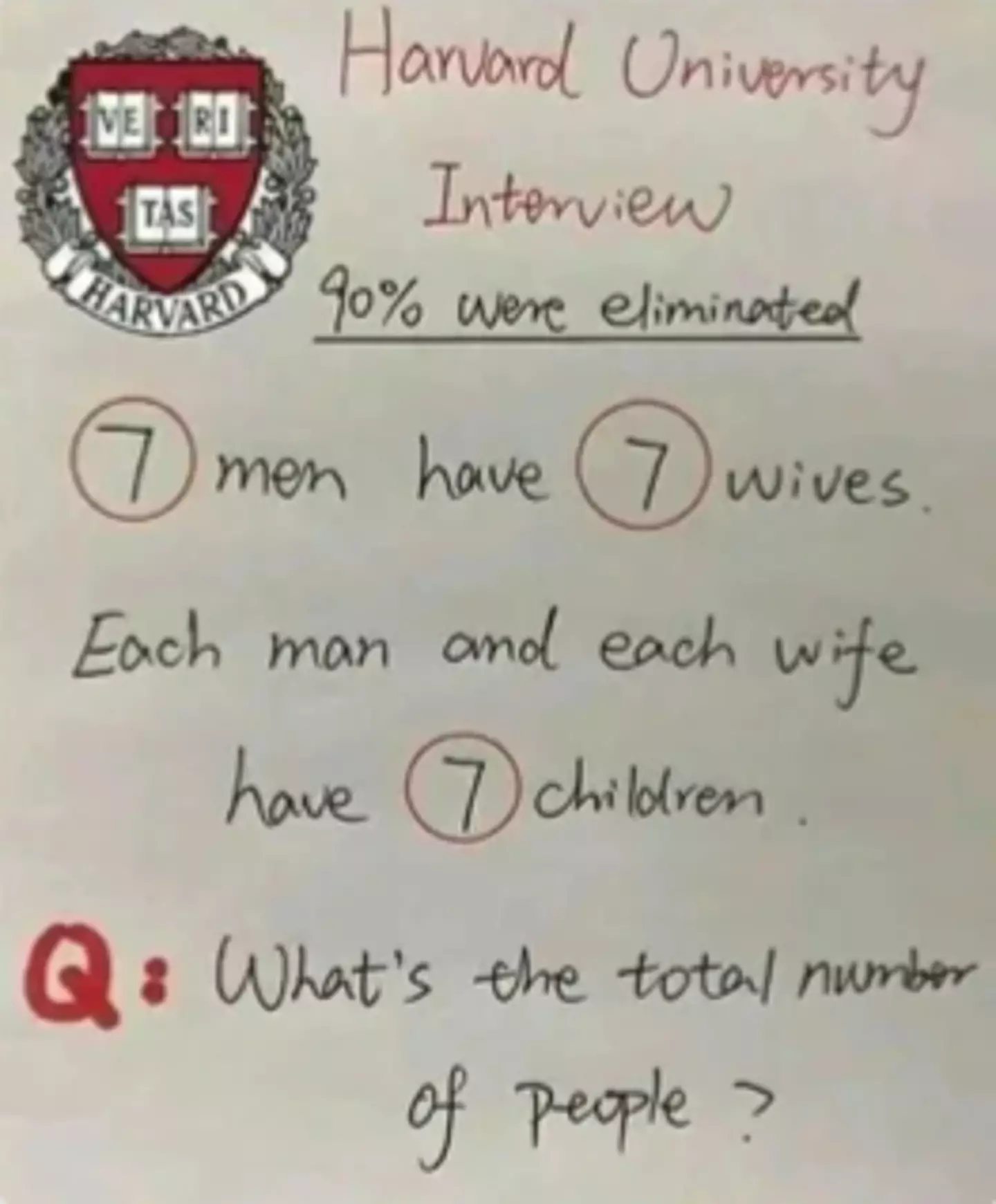 Can you solve the brainteaser? (Harvard University)