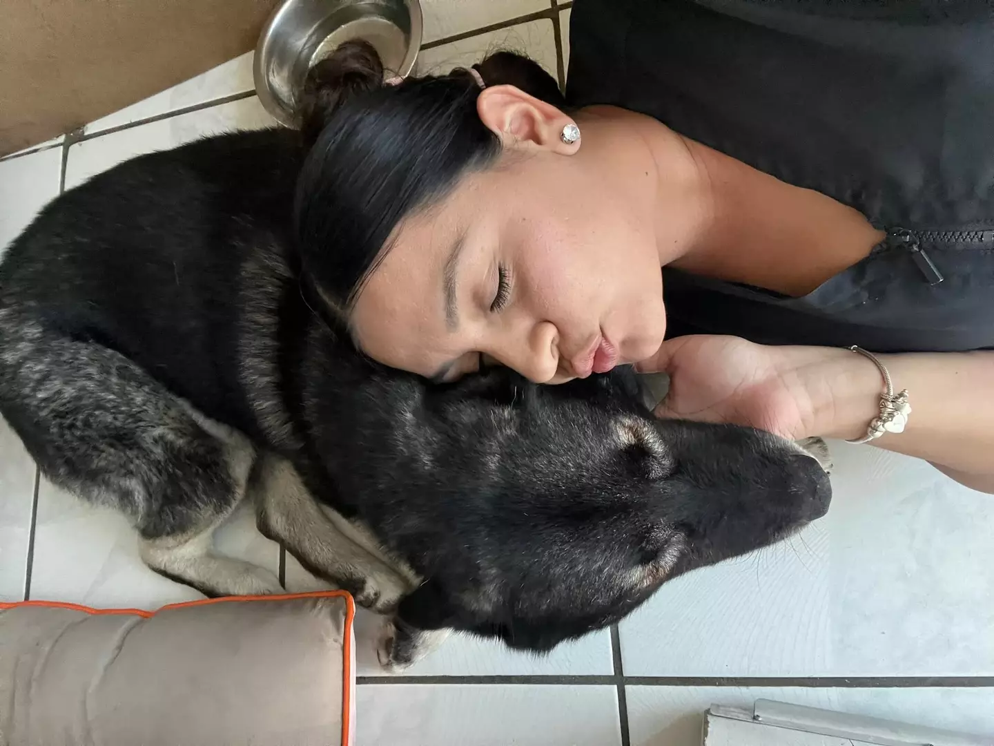 The heavy metal husky was later reunited with her family.