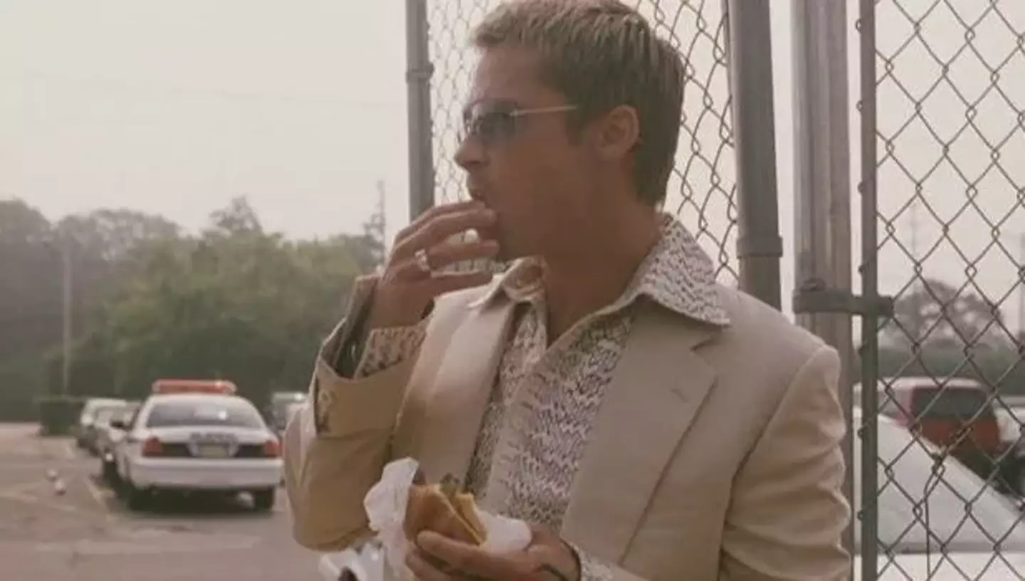 Brad Pitt always seems to be snacking in his movies (Warner Bros.)