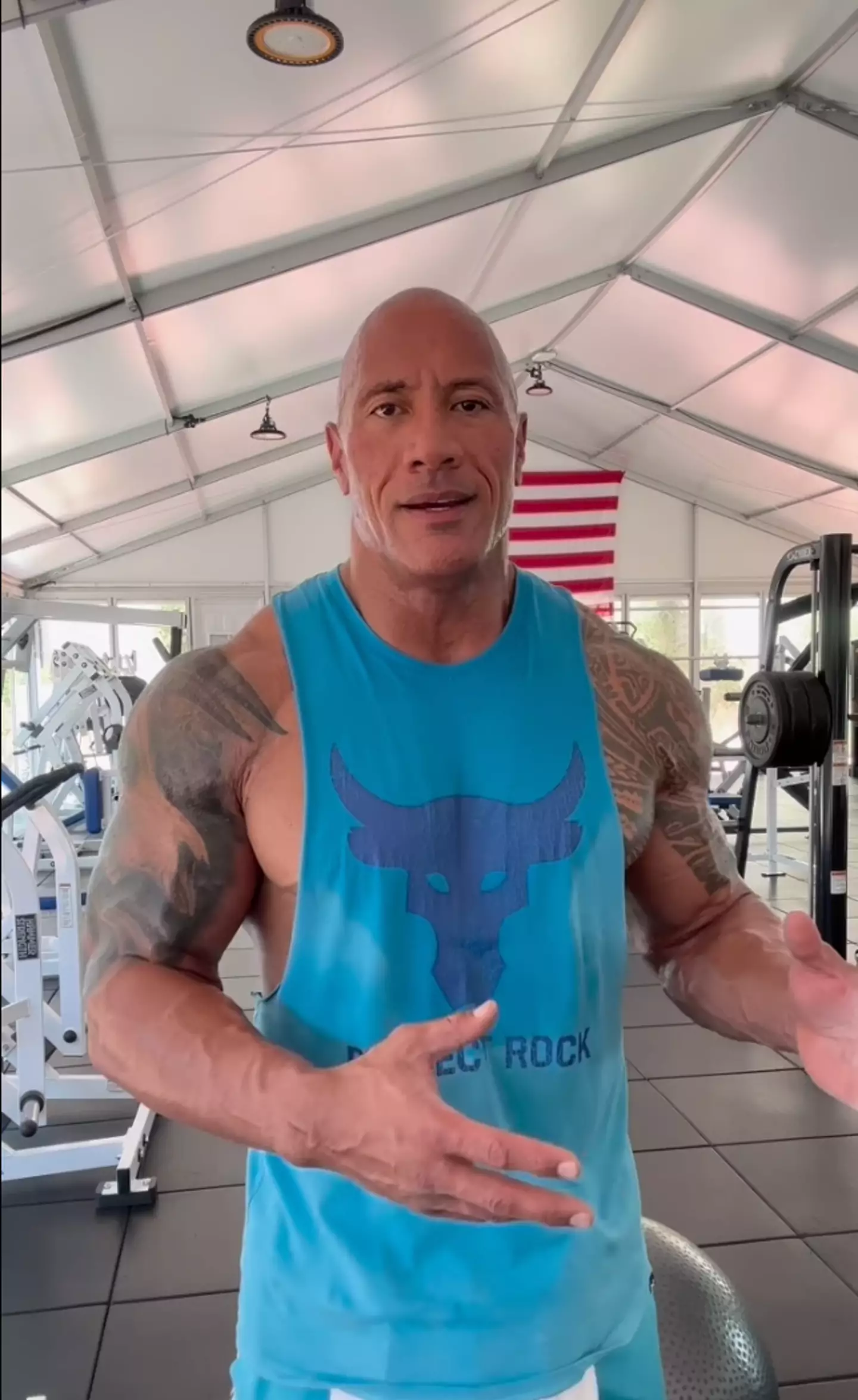 The Rock spends a lot of time in his gym earning his cheat meals.