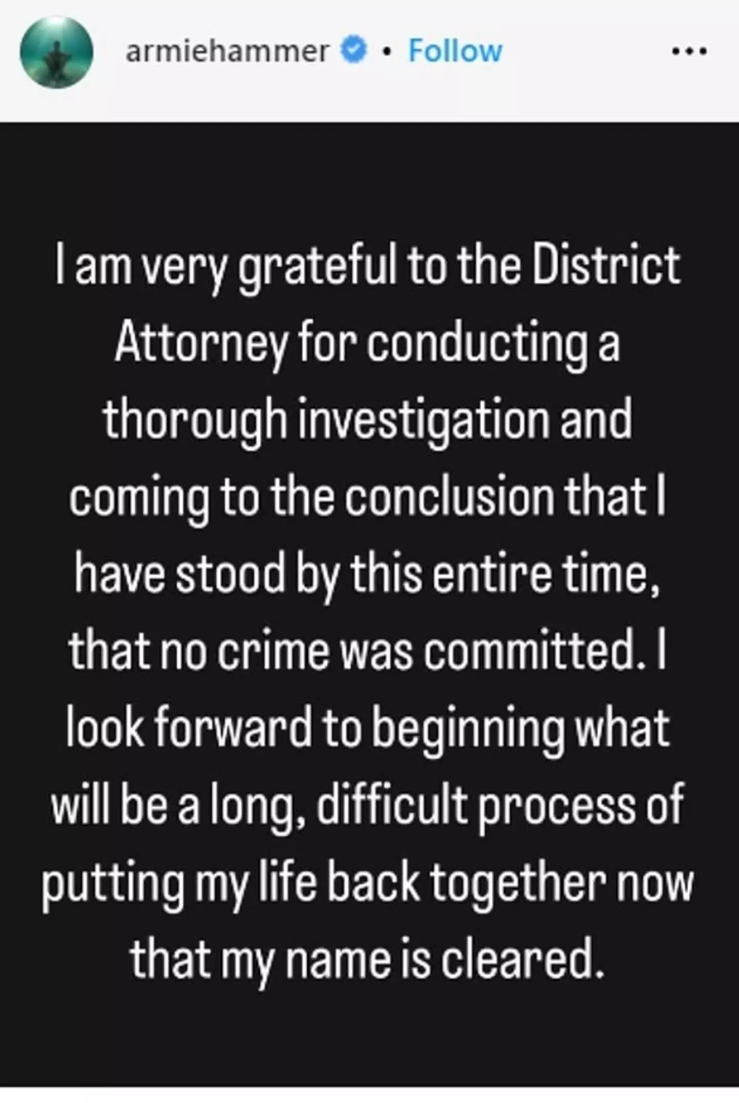 The actor shared a message with his fans after the decision.