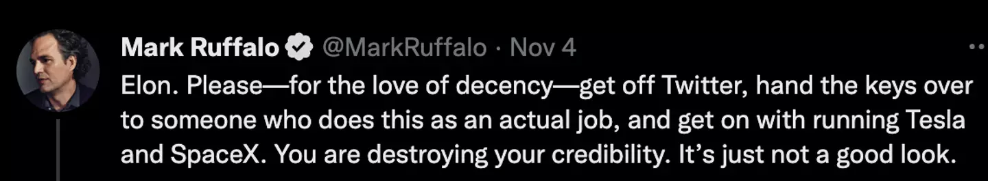 By the sound of it, Mark Ruffalo is not here for the mass changes Elon Musk is making to Twitter.