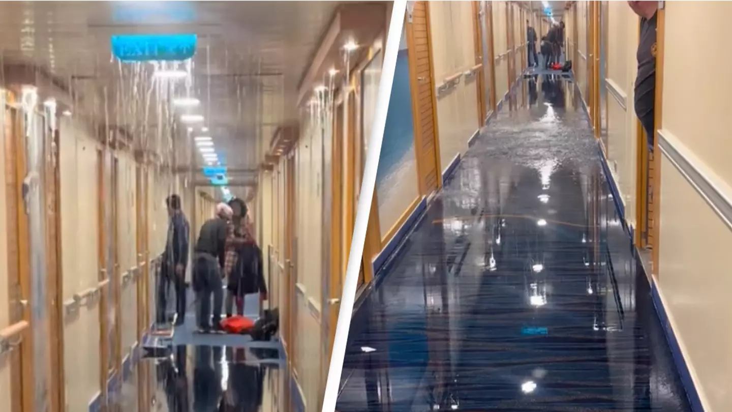 Cruise ship passengers left terrified after waking to find water gushing through ceiling