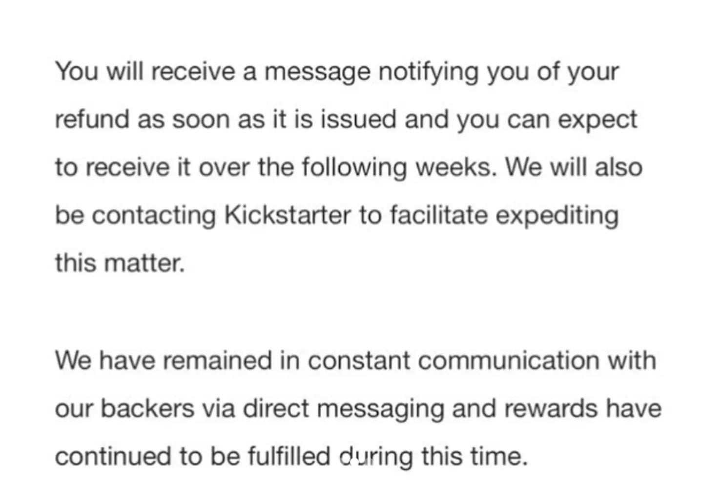 Leslie David Baker assured all donors would be fully refunded.