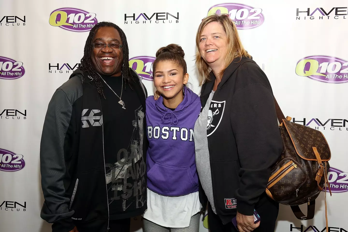 Zendaya with her parents, Kazembe Ajamu Coleman and Claire Stoermer. (Bill McCay/Getty)