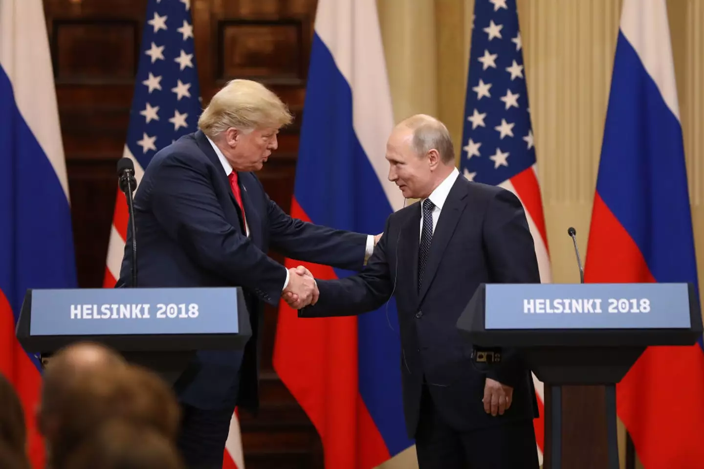 Trump and Russian President Vladimir Putin back in 2018 (Chris Ratcliffe/Bloomberg via Getty Images