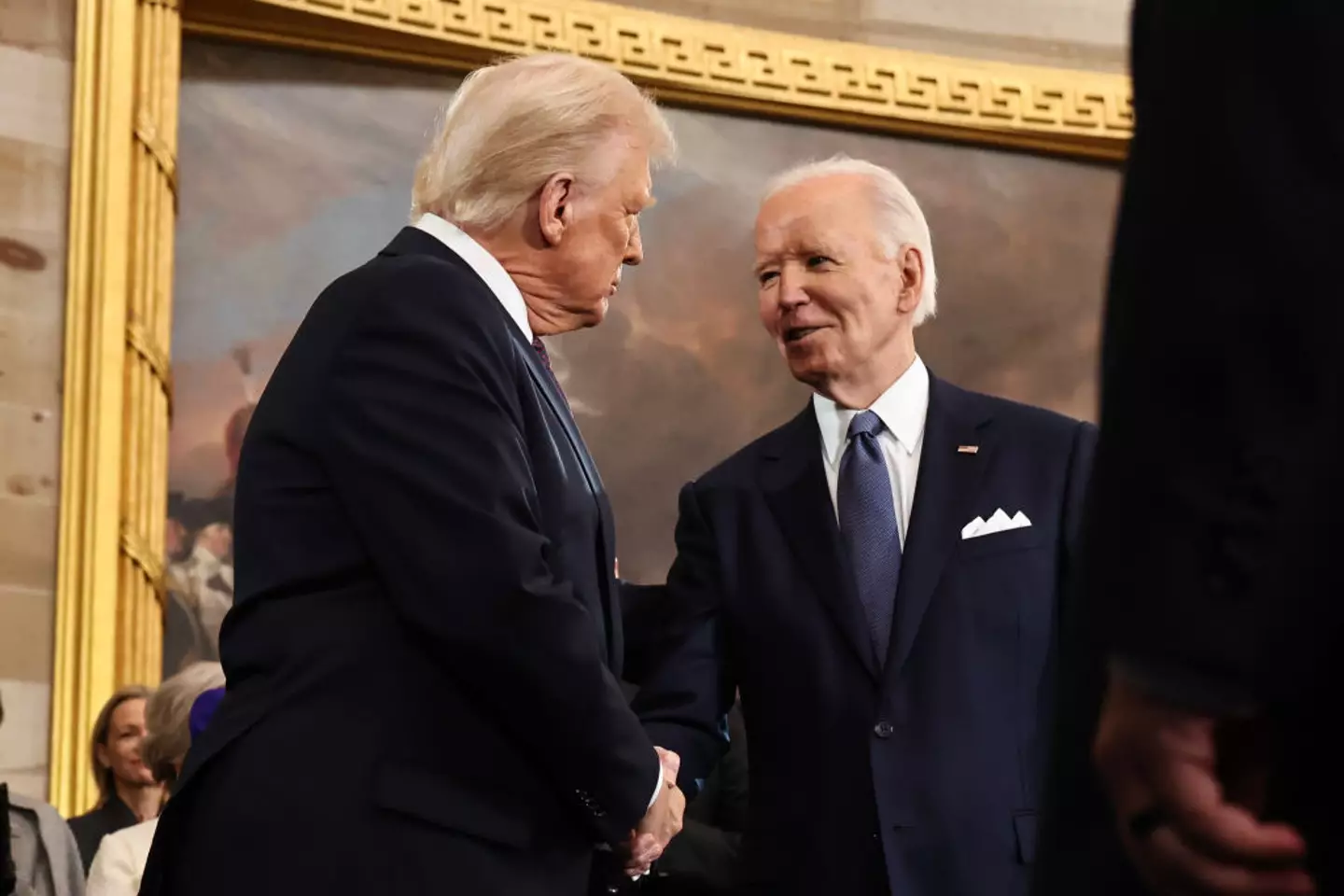 President Donald Trump being greeted by his predecessor, Joe Biden, as he arrived for his inauguration (Chip Somodevilla/Getty Images)