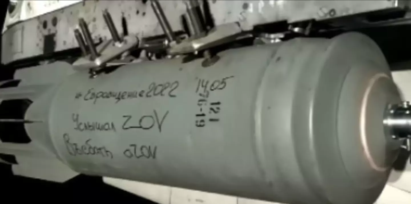 Russian forces also reportedly wrote: '#Eurovision2022. I heard the call to f*** up Azov.' on another bomb.