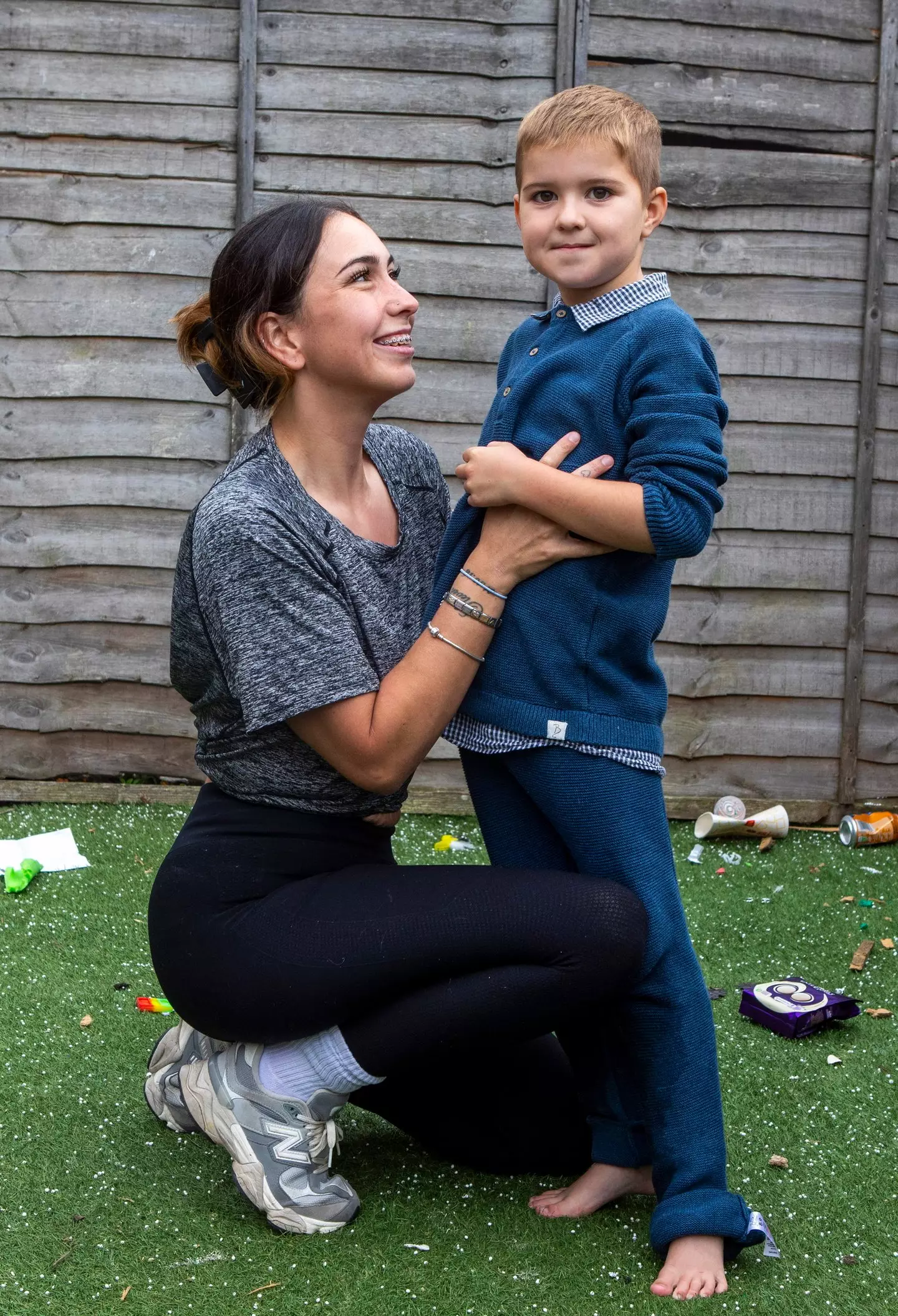 Leigh Murphy and her son Steven, who has began eating his way through their family home (SWNS)