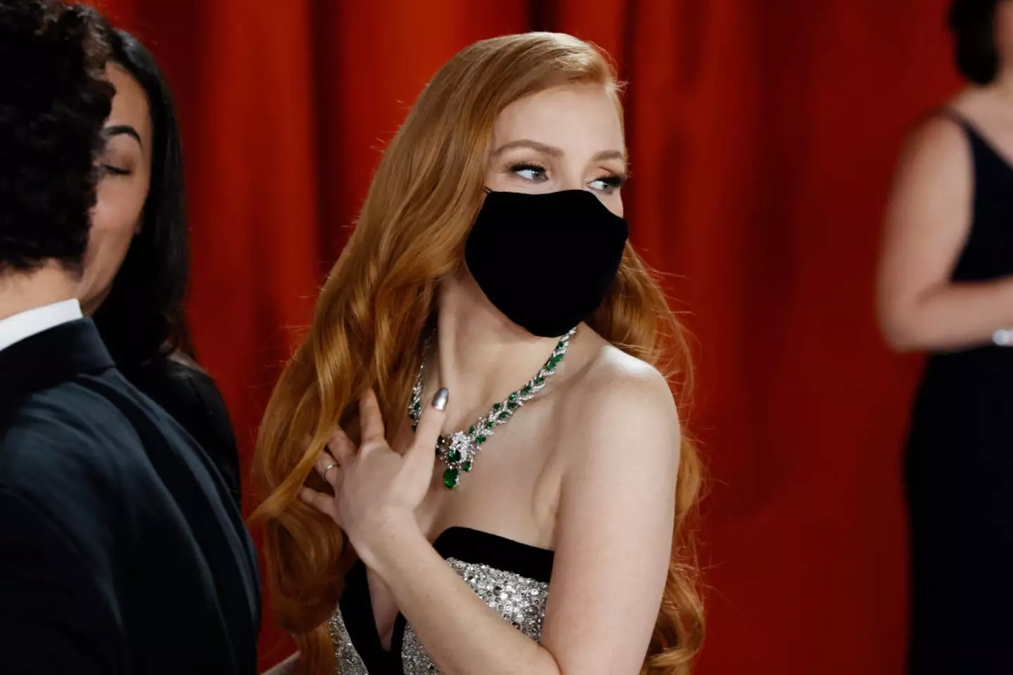 Jessica Chastain has continued to wear masks for award shows long after Covid anxieties eased.