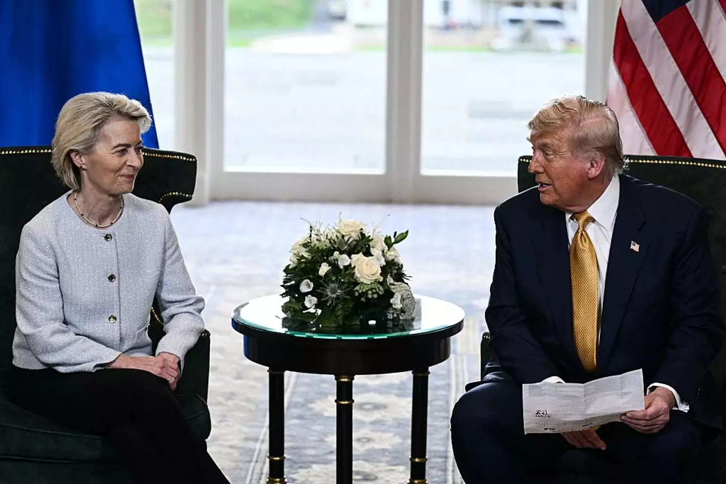 Trump with European Commission President Ursula von der Leyen after securing a US-EU trade deal (BRENDAN SMIALOWSKI/AFP via Getty Images)