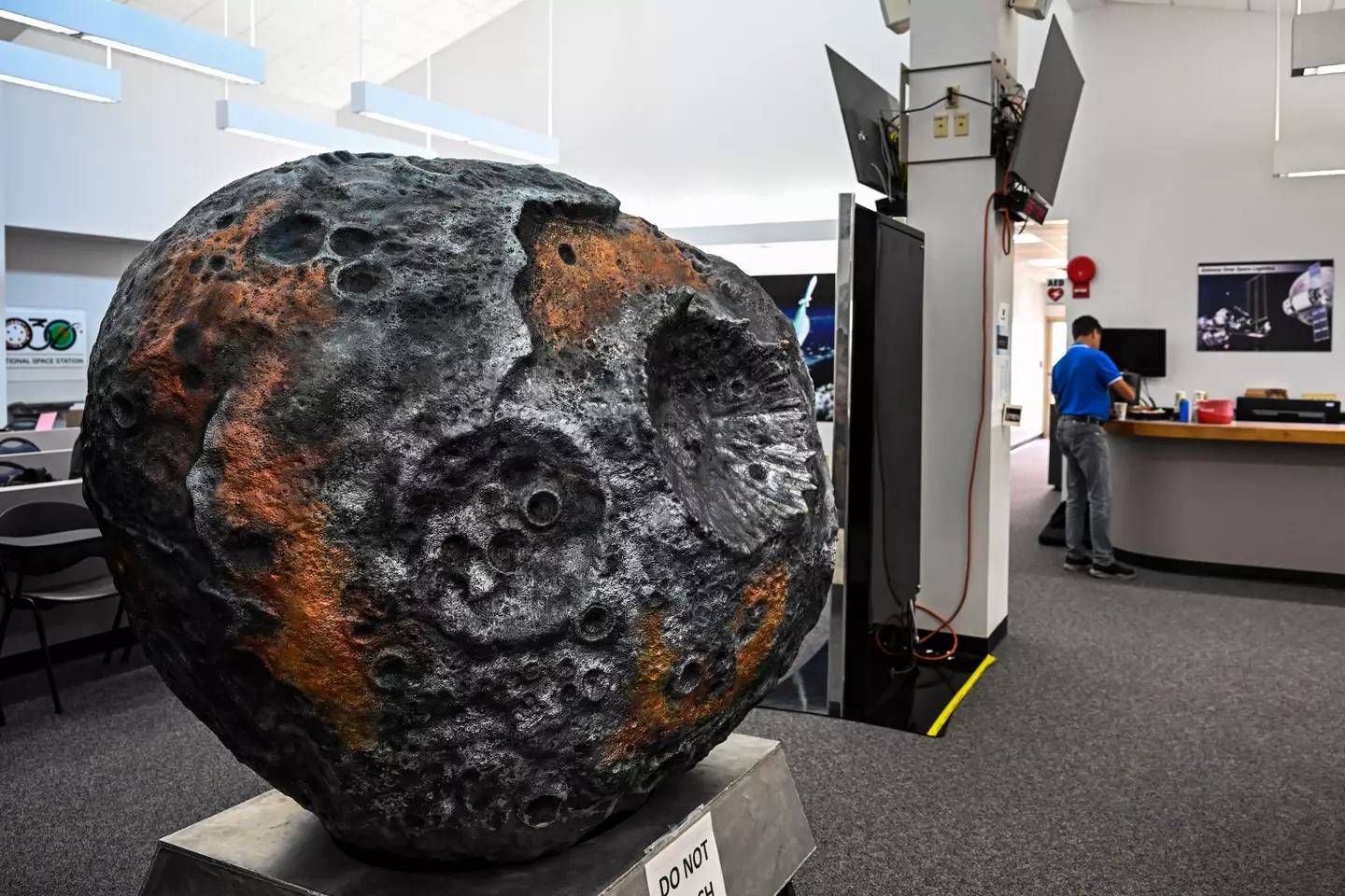 A NASA model of the Psyche asteroid. (CHANDAN KHANNA / AFP) (Photo by CHANDAN KHANNA/AFP via Getty Images)