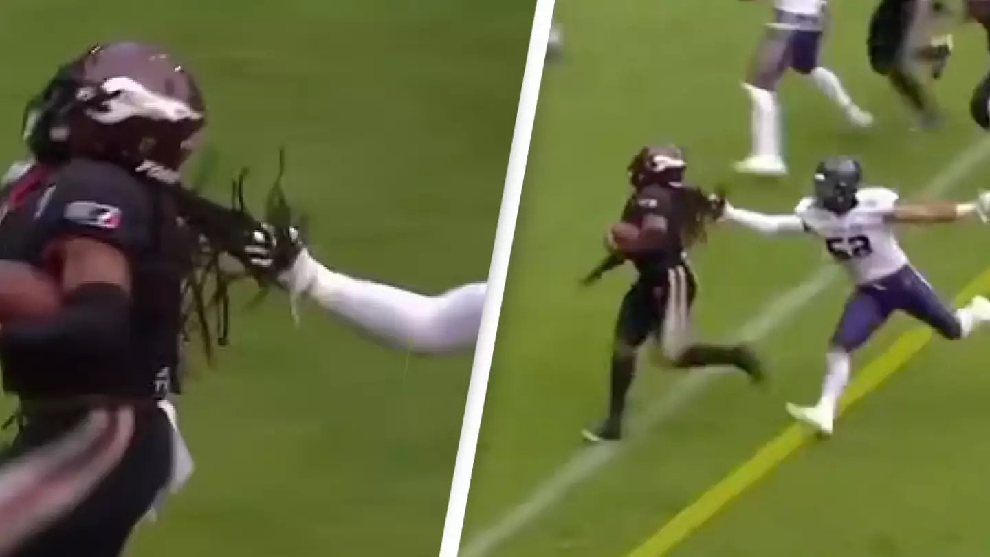 Football fans divided over violent tackle which saw player's hair pulled