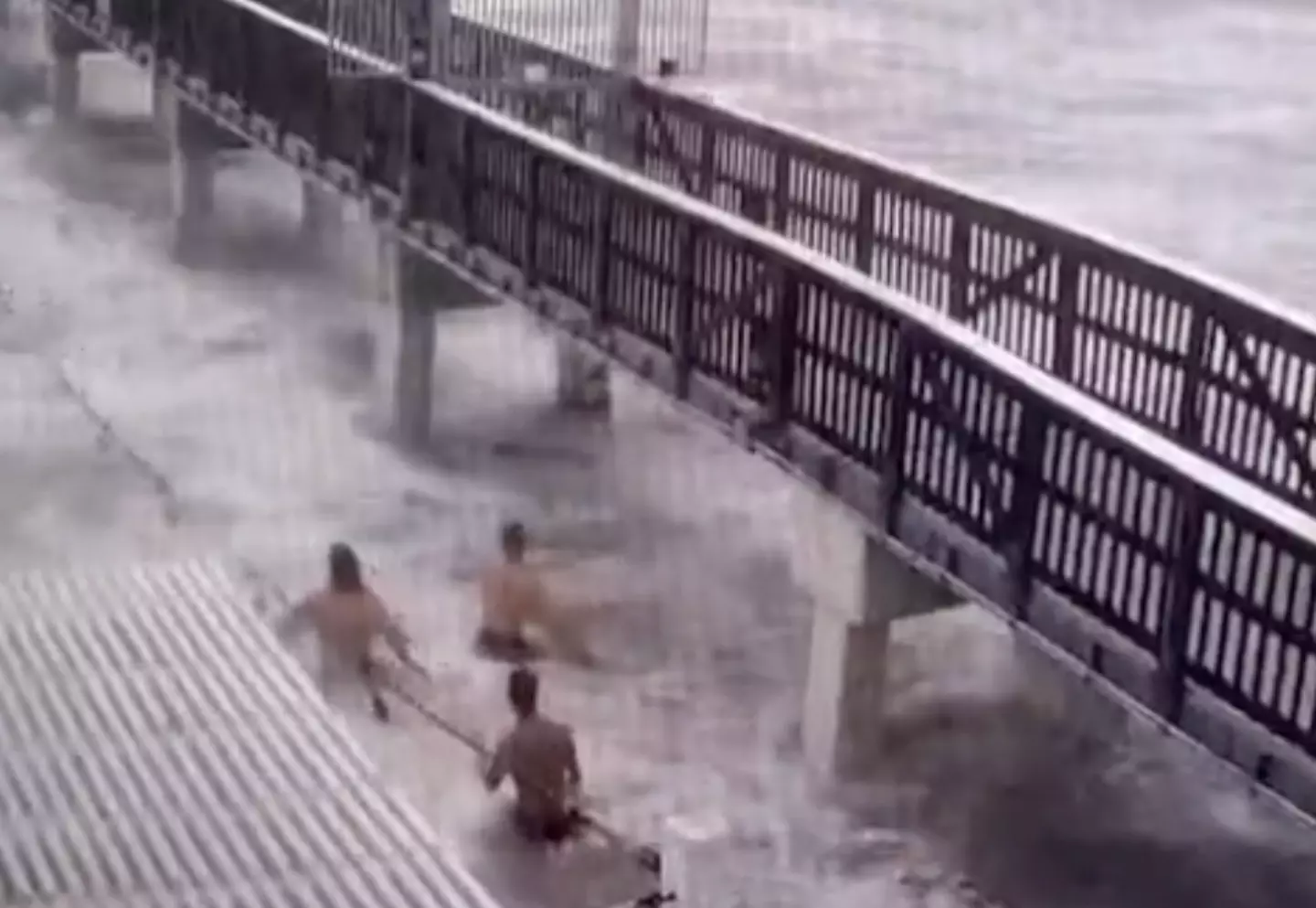 The three men decided to go for a dip.