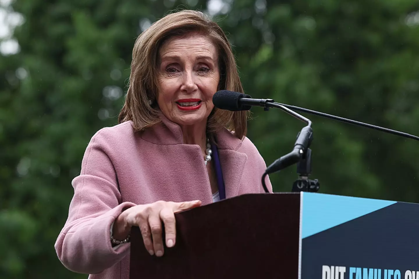 The president has criticized Nancy Pelosi for increasing her stock portfolio (Jemal Countess/Getty Images for Families Over Billionaires)