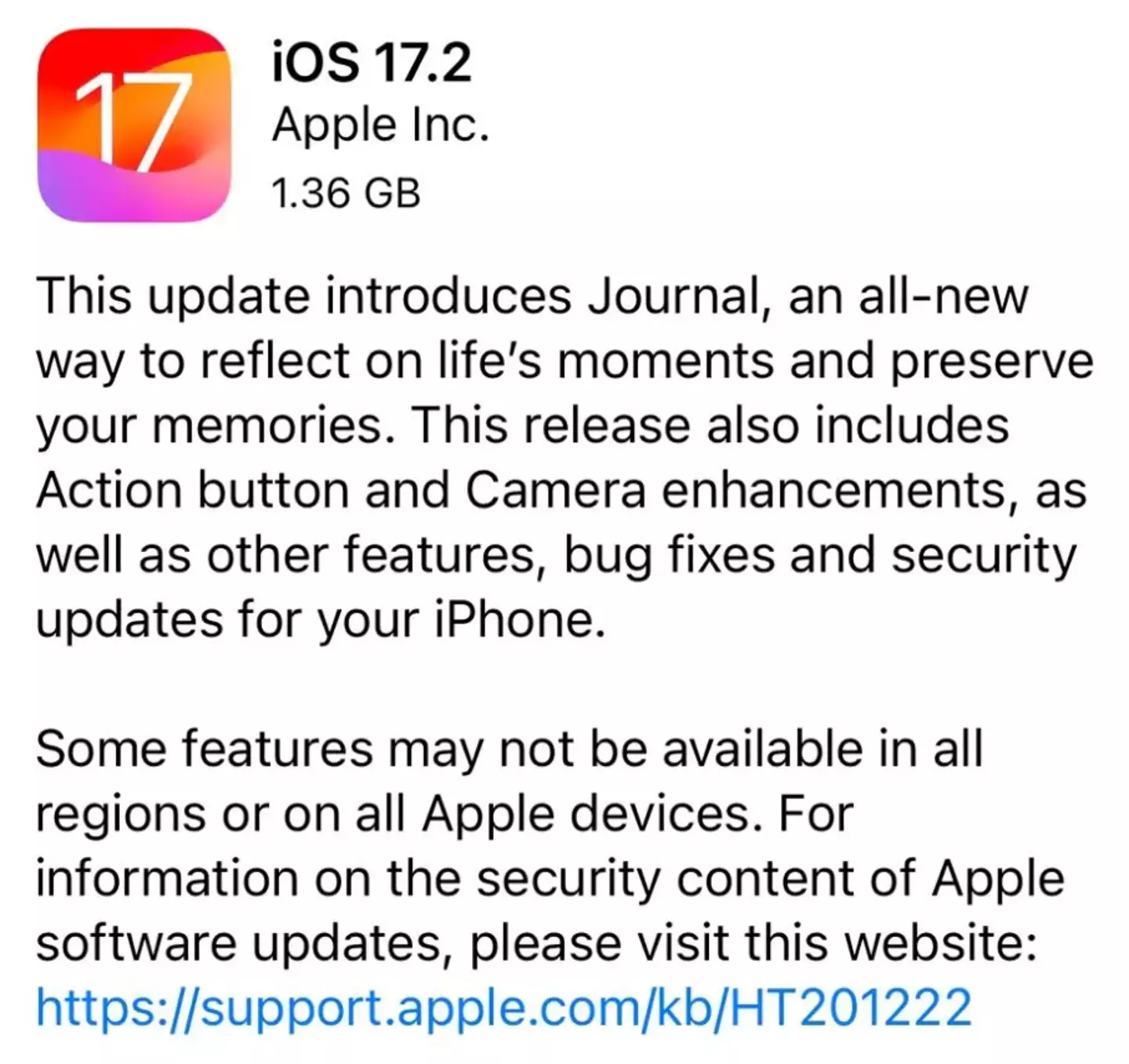 Apple released Journal as part of its iOS 17.2 update.