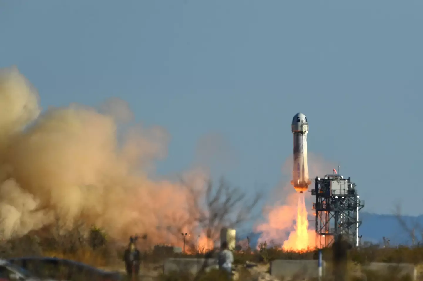 The Blue Origin rocket, phallic even by rocket standards.