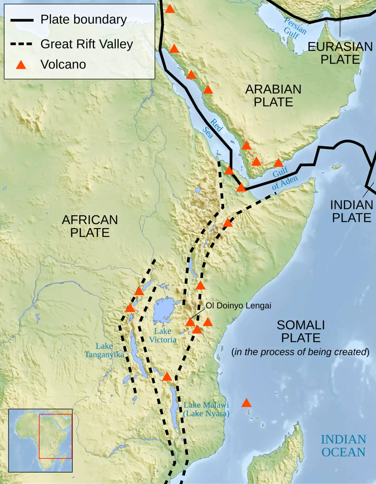 A map of the Great Rift Valley (Sémhur/Wikicommons)
