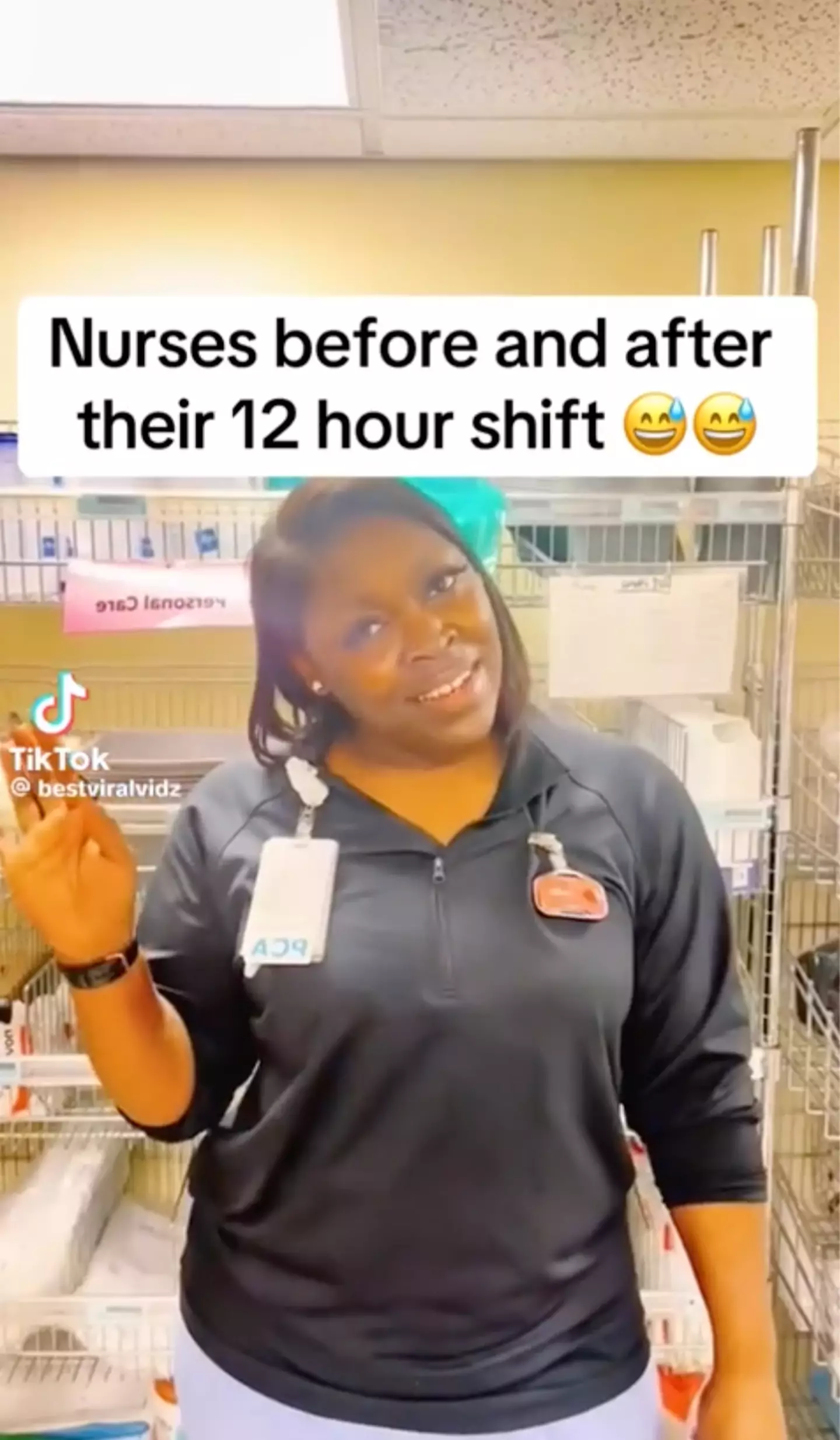 Brittany before her shift. (kristinesantanaaa/TikTok)