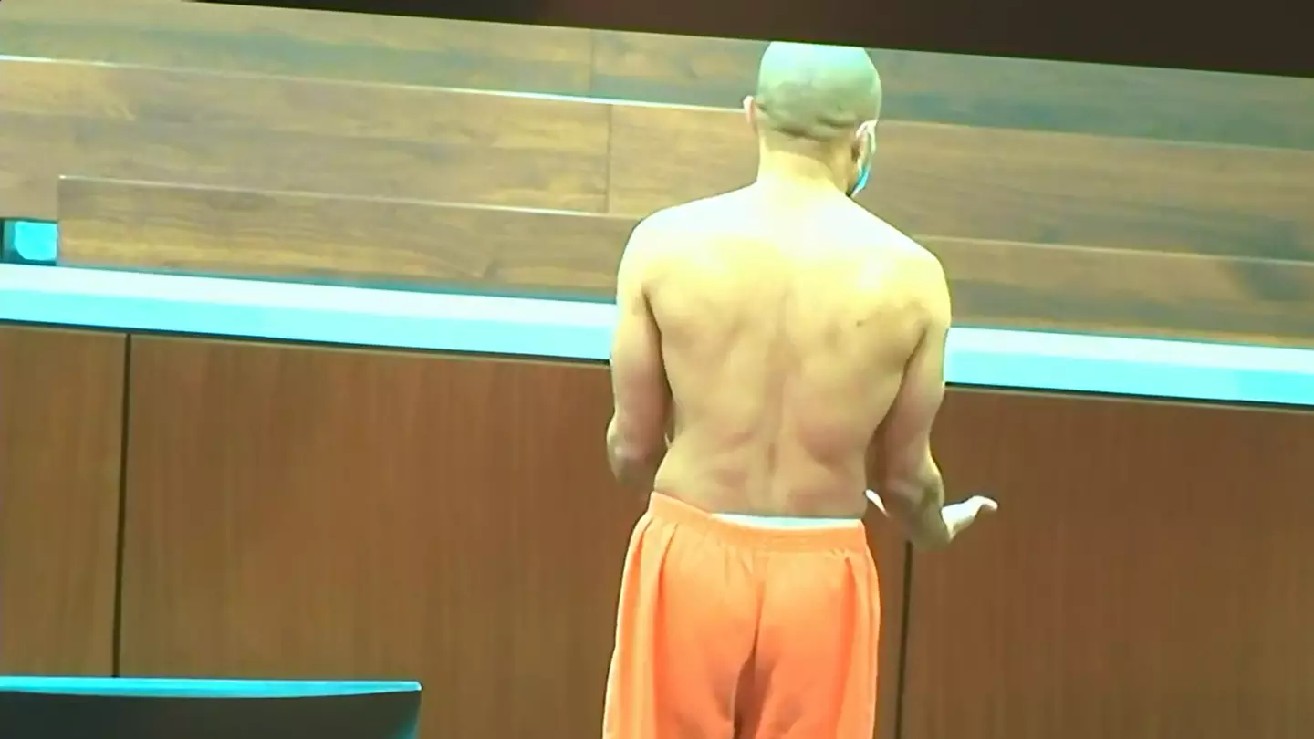 Brooks took his shirt off during proceedings.