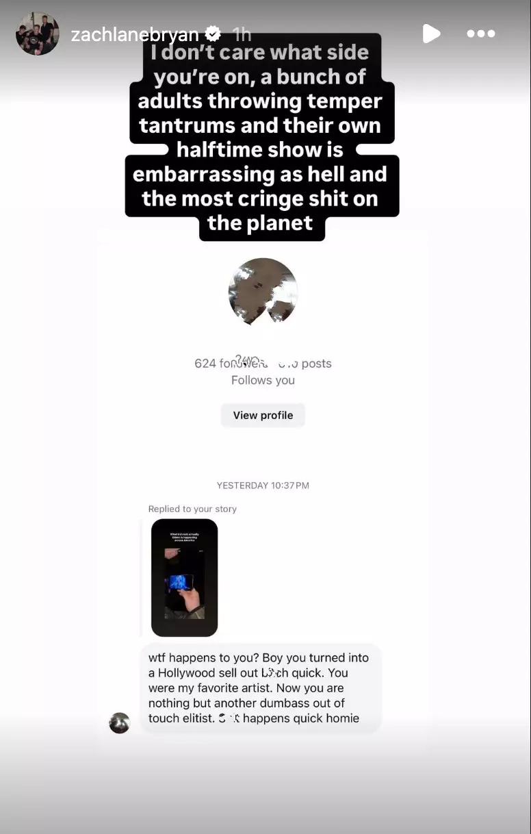 He called out the 'grown adults' in his DMs (Zach Bryan/Instagram)