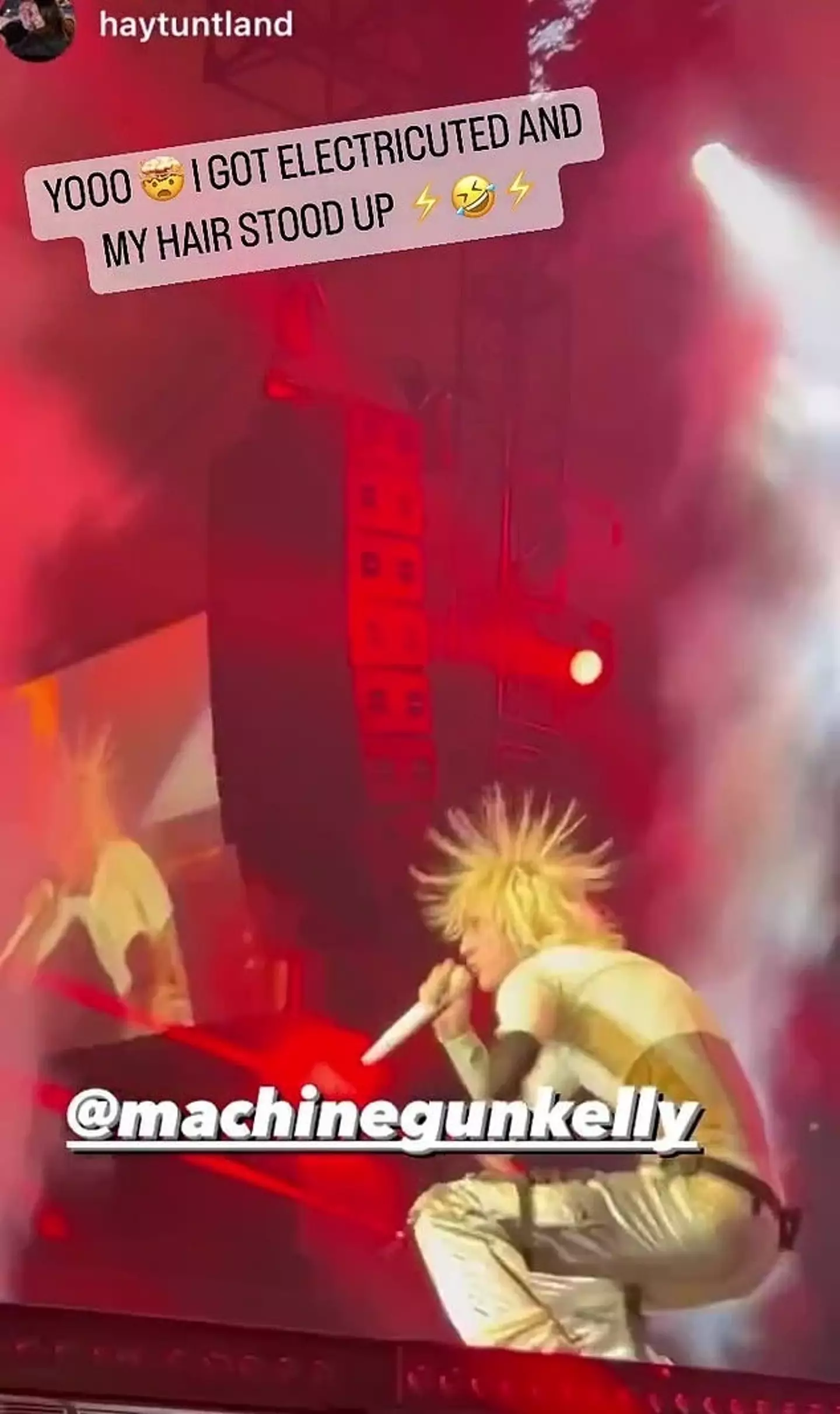 Machine Gun Kelly's recent performance was so 'electrifying' that he was actually 'electrocuted' on stage.